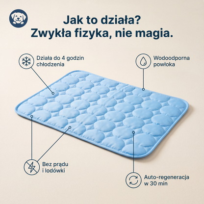 Trzy warstwy maty chłodzącej Futrzol – tkanina, pianka, mesh